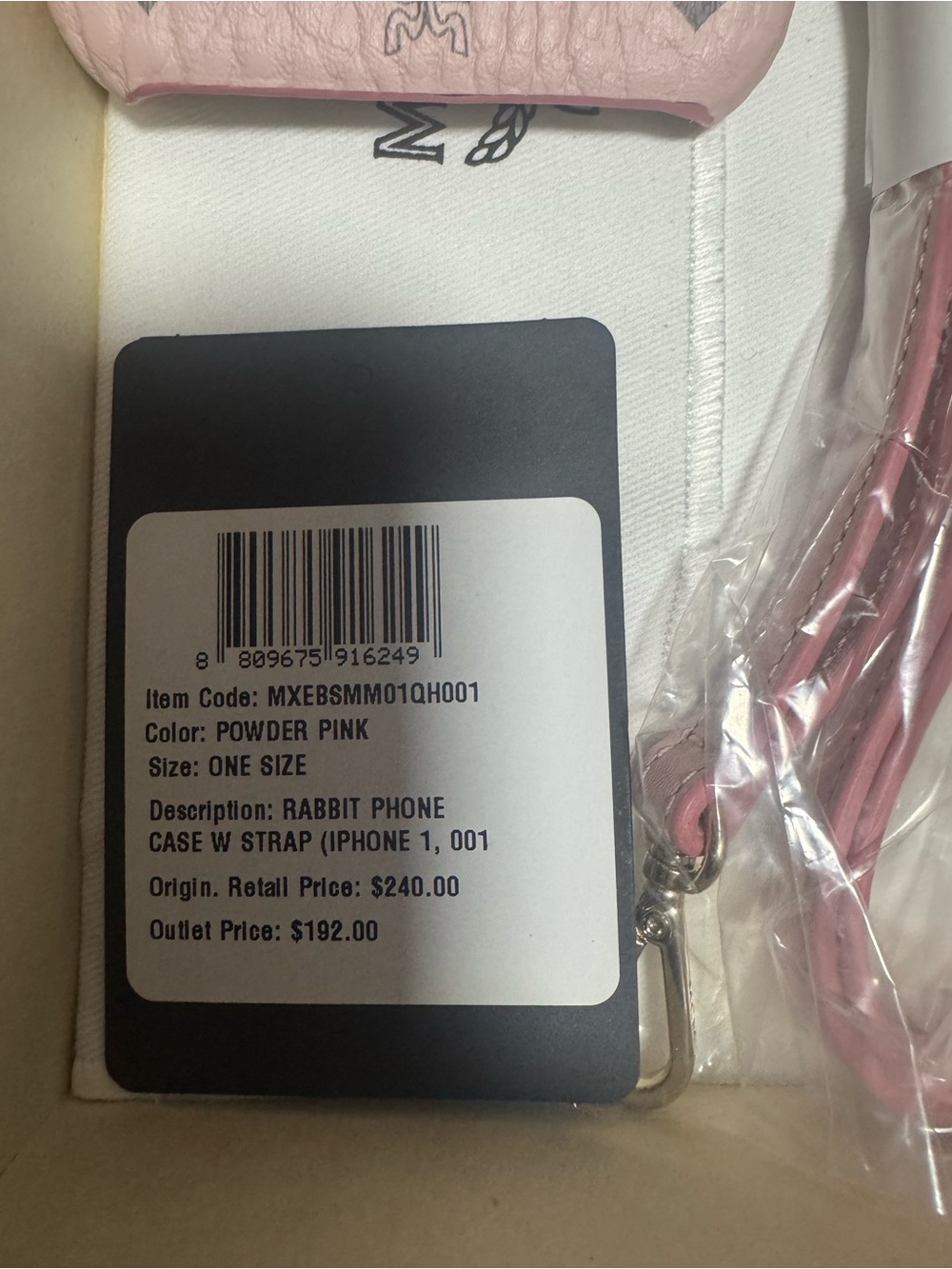 MCM Pink Mini Rabbit Phone Case with Strap - Picture 5 of 5